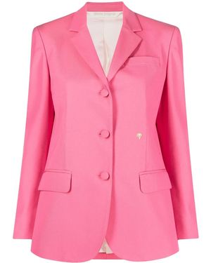 Palm Angels Cotton Single-Breasted Blazer Jacket - Pink