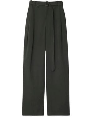 Burberry Gabardine Straight-Leg Trousers - Grey
