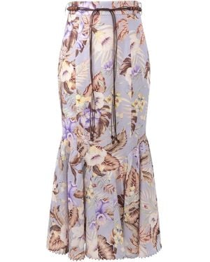 Zimmermann Floral-Print Flared Midi Skirt - White
