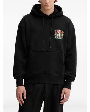 MSGM Mushroom-Patch Hoodie - Black
