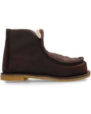 JW Anderson Shearling-Lined Suede Boots - Black
