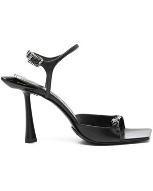 Benedetta Bruzziches 90Mm Crystal-Buckle Leather Sandals - Black