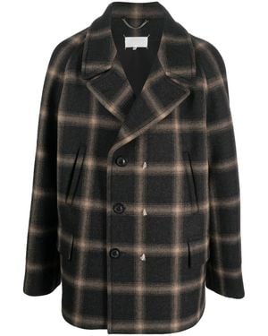 Maison Margiela Check-Pattern Wool Coat - Black