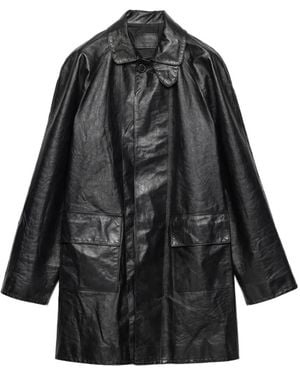 Prada Leren Jas Met Raglan Mouwen - Zwart