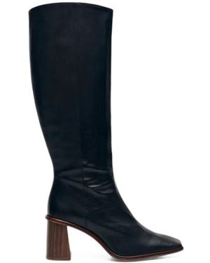 Alohas East Square-Toe Knee-High Boots - Black