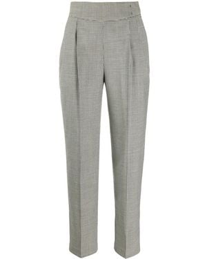 MSGM Micro Houndstooth High-Waisted Pants - Gray
