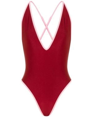 Moschino Contrast-Trim Swimsuit - Red