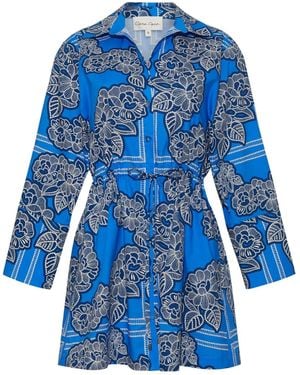 Cara Cara Henry Floral Poplin Mini Dress - Blue