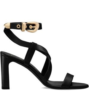 Stuart Weitzman Buckle-Embellished Crossover Sandals - Black