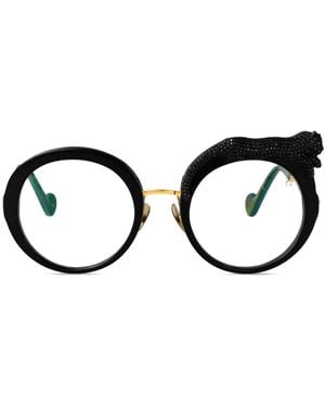 Anna Karin Karlsson Lunettes De Vue Rose Et La Roue À Monture Ronde - Noir