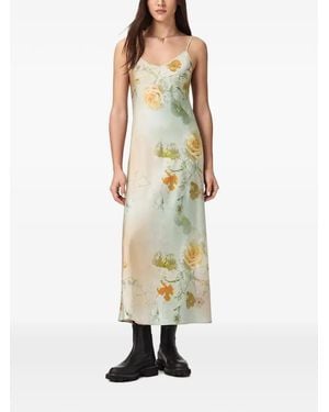 AllSaints Bryony Floral-Print Slip Midi Dress - White