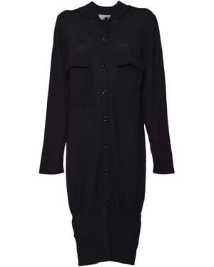 SOLOTRE Gebreide Midi-Jurk Met Knopen - Blauw