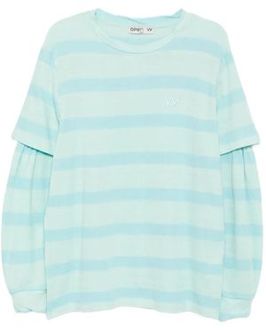OPEN YY Cotton Striped T-Shirt - Blue