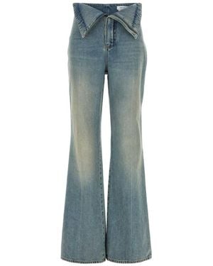 McQueen Fold-Over Flared-Leg Jeans - Blue