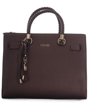 Liu Jo Medium Logo-Charm Satchel Bag - Brown