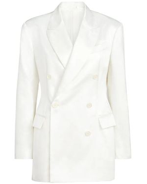 Brunello Cucinelli Satin Blazer With Monili - White