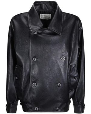 Source Unknown Vitellino Double-Breasted Jacket - Black