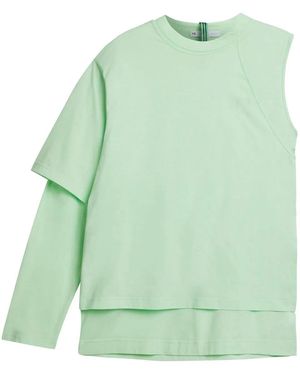 Y-3 Asymmetric Layered-Effect T-Shirt - Green