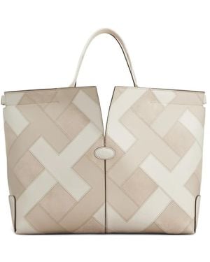 Tod's Intarsia Shopper Met Vlakken - Wit