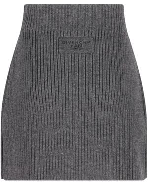 Givenchy Ribbed-Knit Mini Skirt - Gray