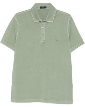 Fay Buttoned Short-Sleeve Polo Shirt - Green