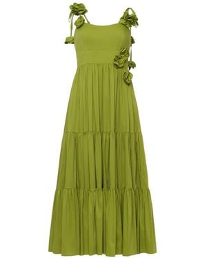 Cinq À Sept Floral-Appliqué Tiered Dress - Green