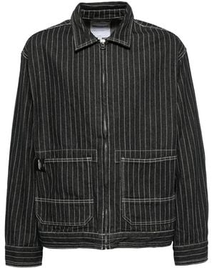 Chocoolate Striped Denim Zip-Front Jacket - Black
