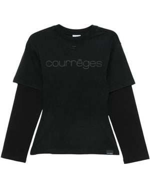 Courreges Layered Cotton T-Shirt - Black