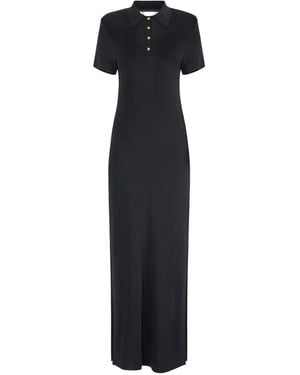 Elisabetta Franchi Polo-Shirt Cut-Out Knit Maxi Dress - Black