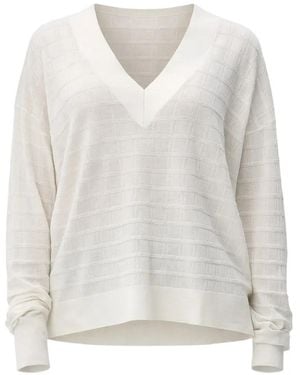 BOSS V-Neck Textured Jumper - White