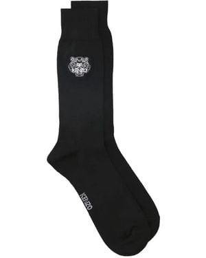 KENZO Logo-Embroidered Socks - Black