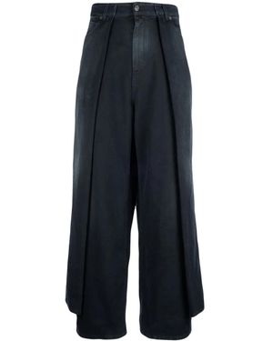 Balenciaga Geplooide Jeans Met Wijde Pijpen - Blauw