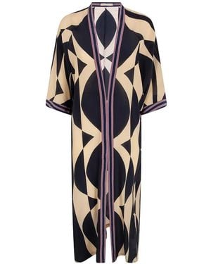 VOLANTIS Caftan Cardy À Imprimé Géométrique En Soie - White