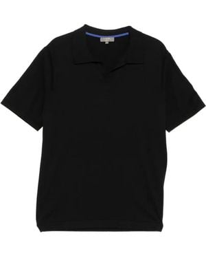 N.Peal Cashmere T-Shirt Mit Poloshirtkragen - Schwarz