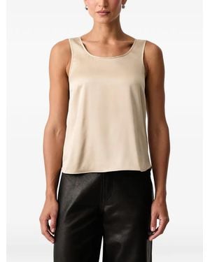 Mos Mosh Satin-Finish Curved-Hem Top - Black