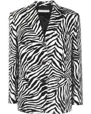 Alessandra Rich Zebra Print Single-breasted Velvet Blazer - Black