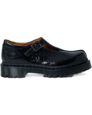 Dr. Martens Rejena Mj Croc-Embossed Buckled Shoes - Black