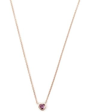 EF Collection 14Kt Rose Heart Sapphire Necklace - Metallic