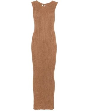 Akep Ribbed Lurex Maxi Dress - Brown