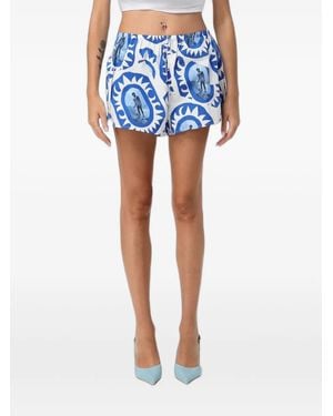 STAUD Graphic-Print Shorts - Blue