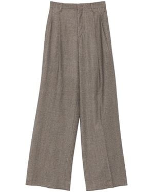 Tagliatore Virgin Wool Wide-Leg Trousers - Grey