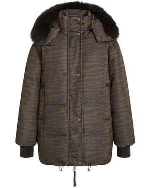 P.A.R.O.S.H. Tiger-Print Hooded Padded Parka Coat - Brown