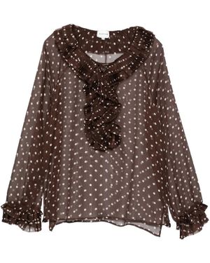 P.A.R.O.S.H. Ruffled Polka-Dot Blouse - Brown