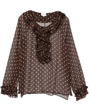 P.A.R.O.S.H. Ruffled Polka-Dot Blouse - Brown
