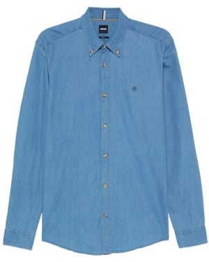 BOSS ロゴ コットンシャツ - ブルー
