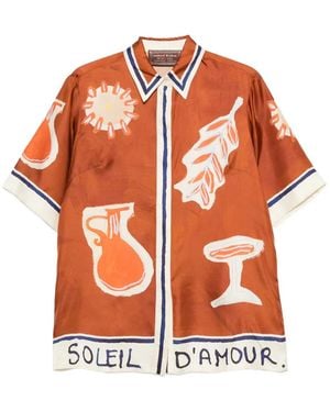 ALÉMAIS Camicia Soleil D'Amour Con Stampa Grafica - Arancione