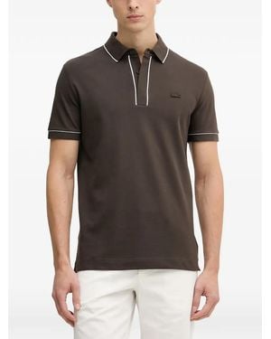 Lacoste Piped-Trim Short-Sleeve Polo Shirt - Black
