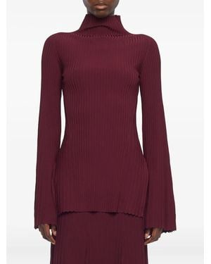 Adam Lippes Ribbed long-sleeve top - Lila
