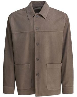Vince Button-Down Patch-Pocket Jacket - Brown