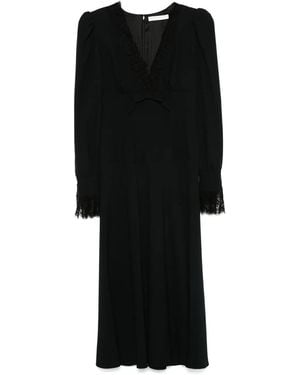 Alessandra Rich V-Neck Midi Dress - Black